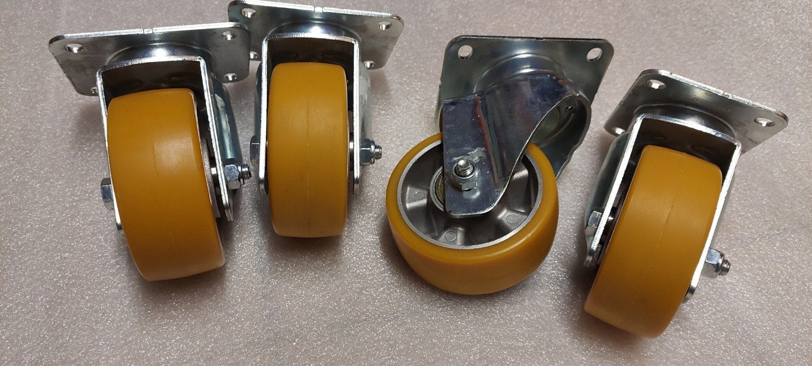 4 Zwenkwielen zwaarlast ALU/PU Ø 125 mm - nieuw, Doe-het-zelf en Bouw, Ophalen of Verzenden, Nieuw