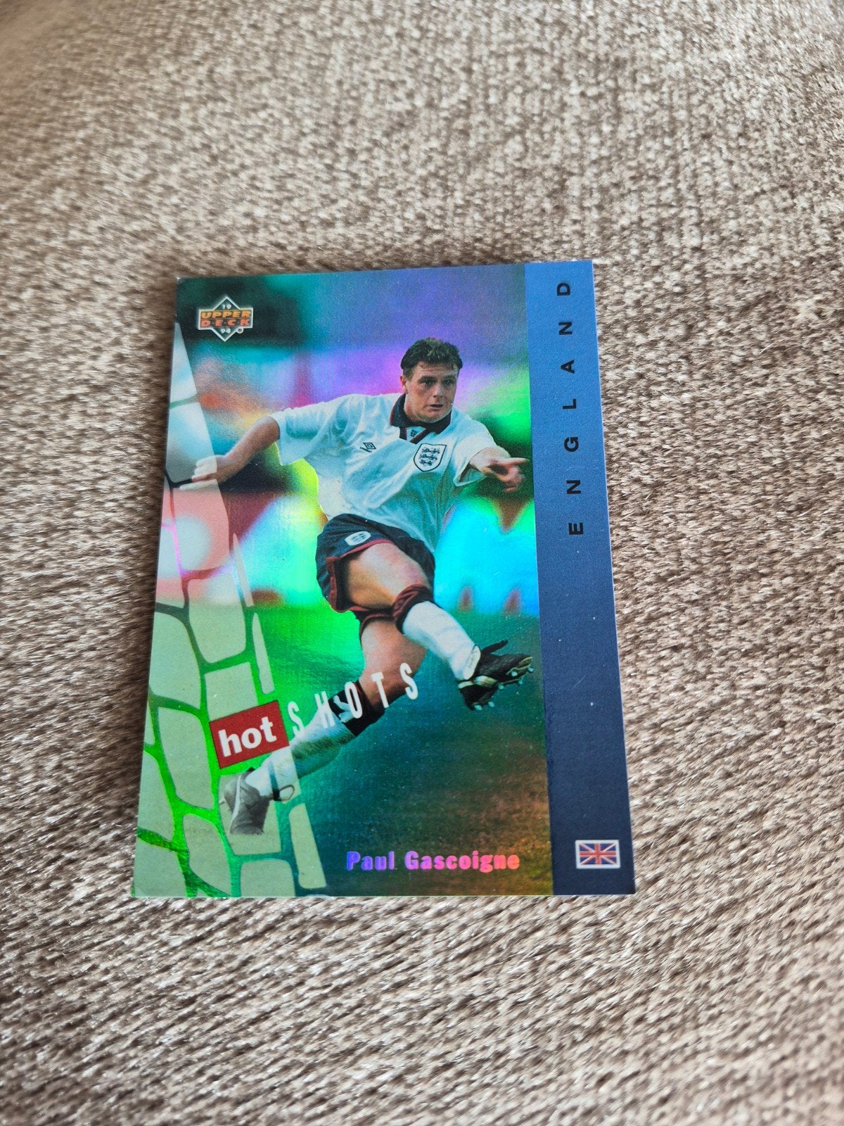 Paul Gascoigne - Upper Deck World Cup Hot Shots 1994, Verzamelen, Sportartikelen en Voetbal, Ophalen of Verzenden