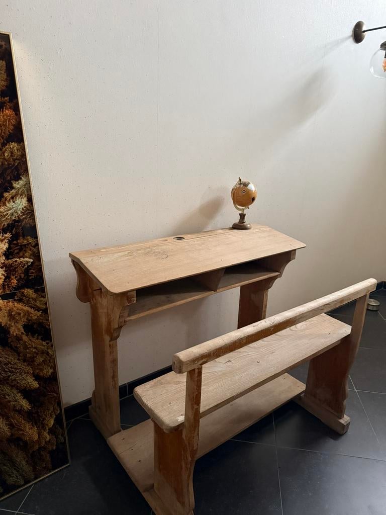 Oude Schoolbank, Ophalen, Gebruikt, 50 tot 100 cm, Eikenhout