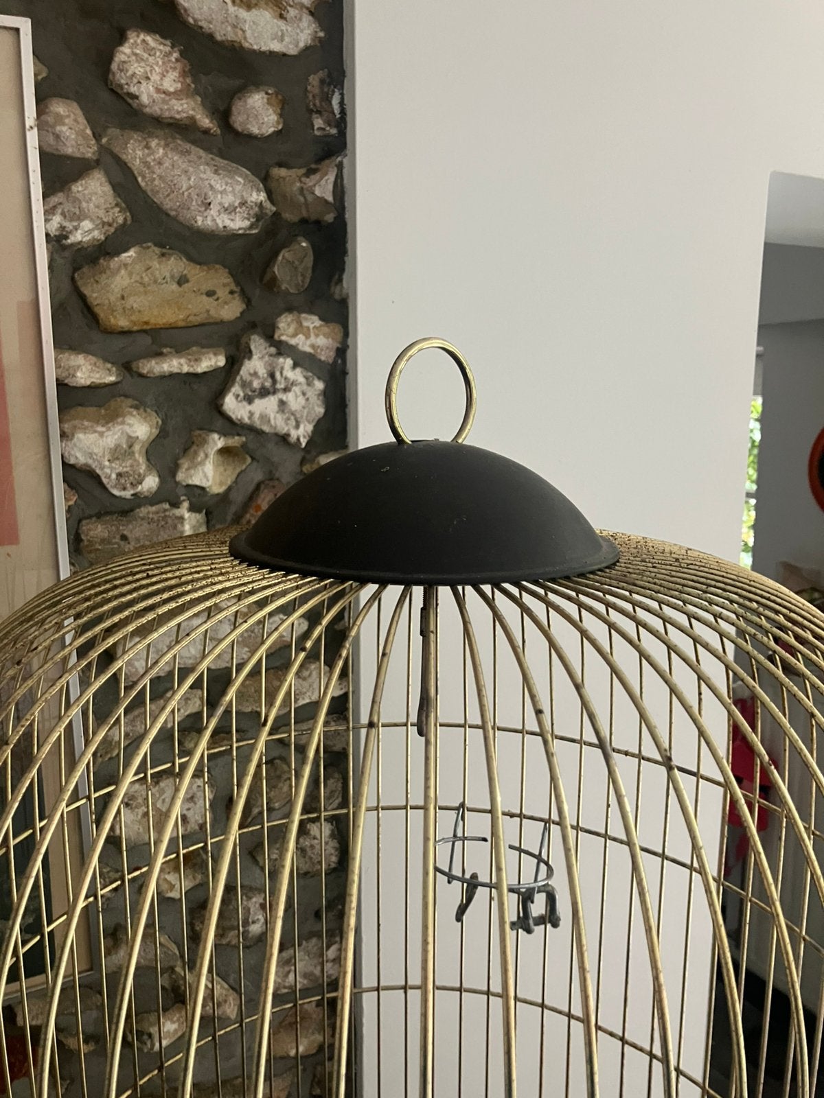 Cage à perroquet vintage en laiton avec pied, Animaux & Accessoires, Enlèvement, Utilisé, Autres matériaux, Cage à oiseaux