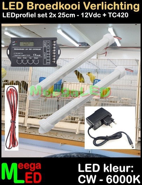 LED profiel strip TC420 SET 2x 25cm Broedkooi Kweekkooi, Ophalen of Verzenden, Nieuw, Aluminium, Broedkooi of Kweekkooi