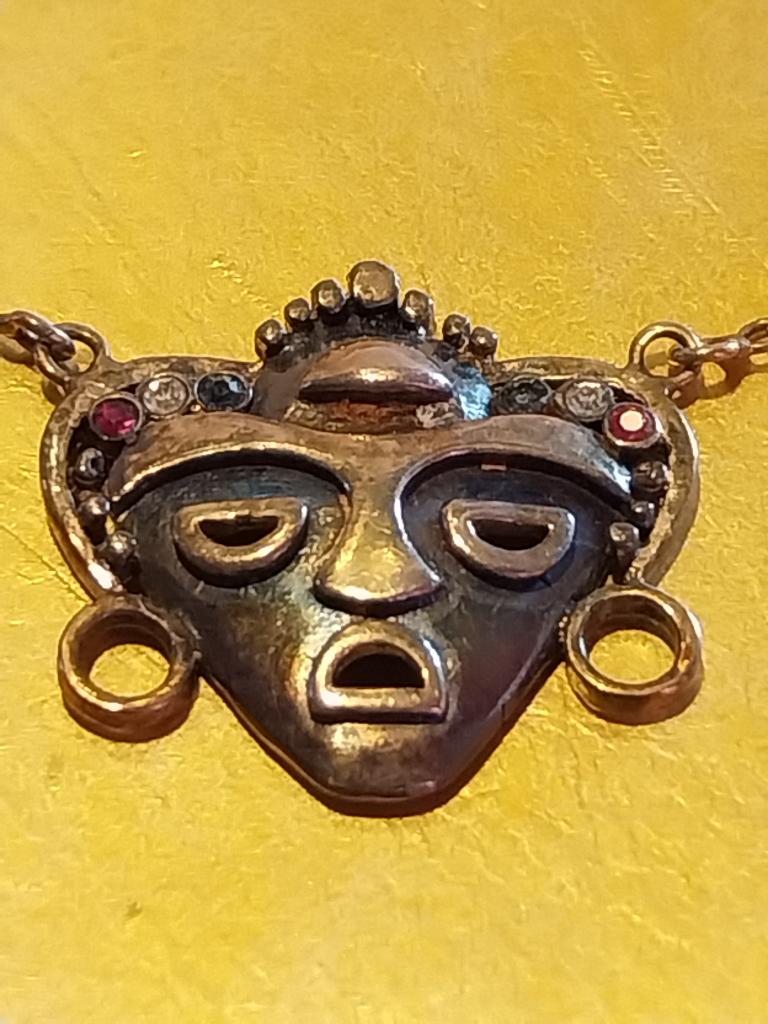 VINTAGE PENDENTIF DORE  OR 22 CARATS + CHAINE EN ARGENT 825, Enlèvement ou Envoi, Comme neuf, Avec strass, Argent