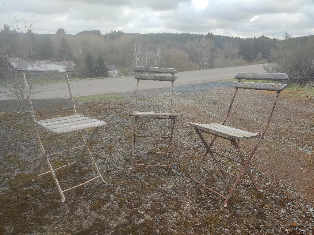 Anciennes chaises de jardin, Jardin & Terrasse, Enlèvement, Utilisé, Métal, Pliant
