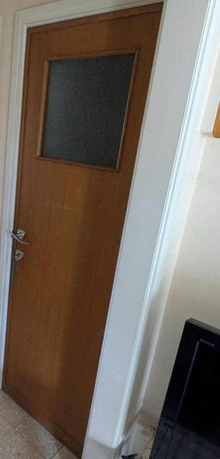 Eiken binnendeur met glas, Doe-het-zelf en Bouw, Ophalen, Gebruikt, Minder dan 75 cm, Overige typen