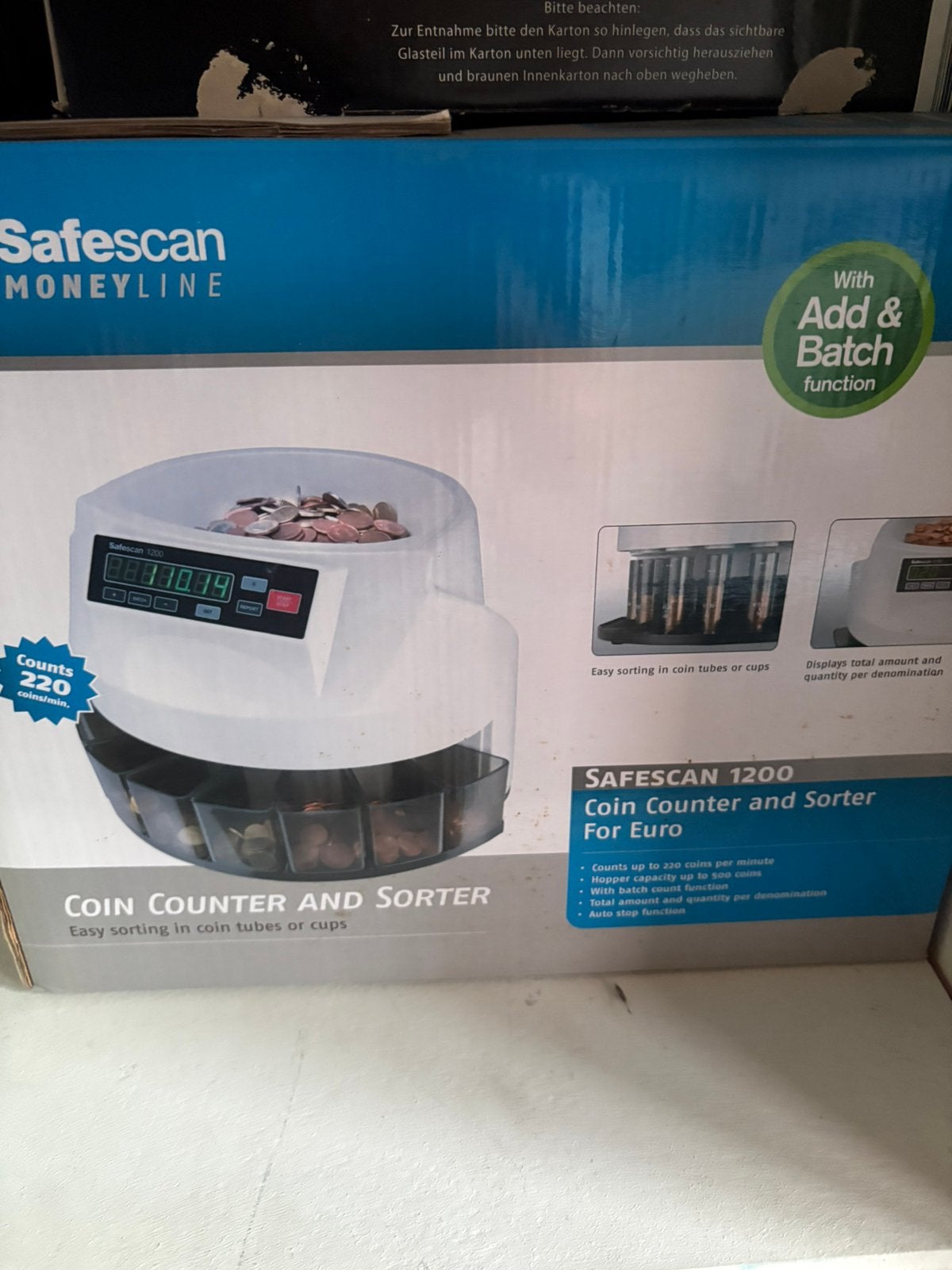 Safescan 1200 Euro coin counter, Ophalen