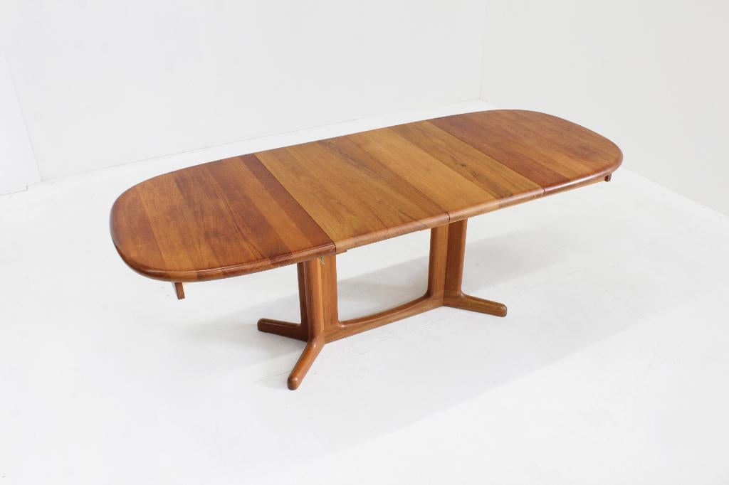 Vintage Deense ovalen uitschuifbare eettafel tafel, Ophalen of Verzenden