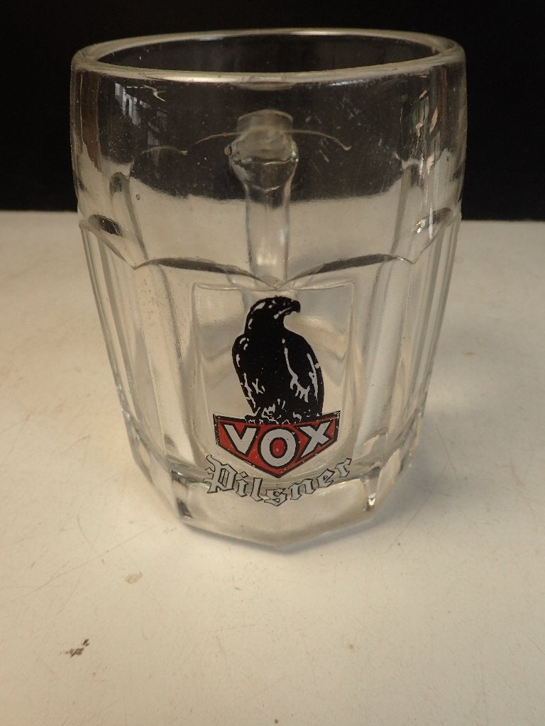 oud bierglas emaille VOX pilsner Chasse Royal, Verzamelen, Biermerken, Ophalen of Verzenden, Gebruikt, Pul(len), Overige merken
