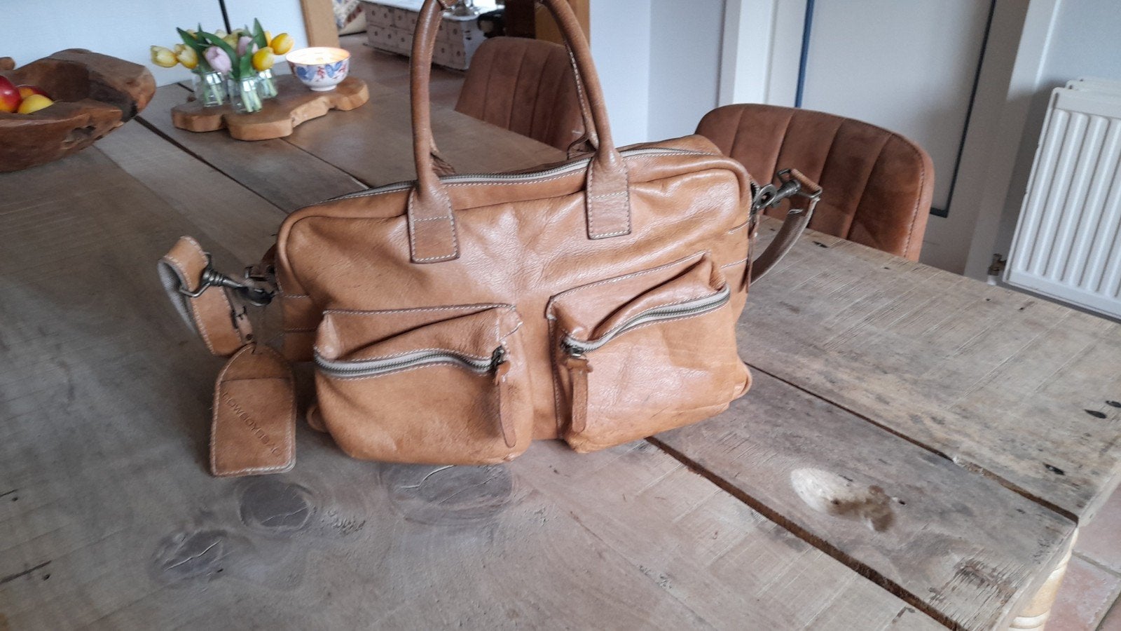 lederen tas vintage, Ophalen of Verzenden