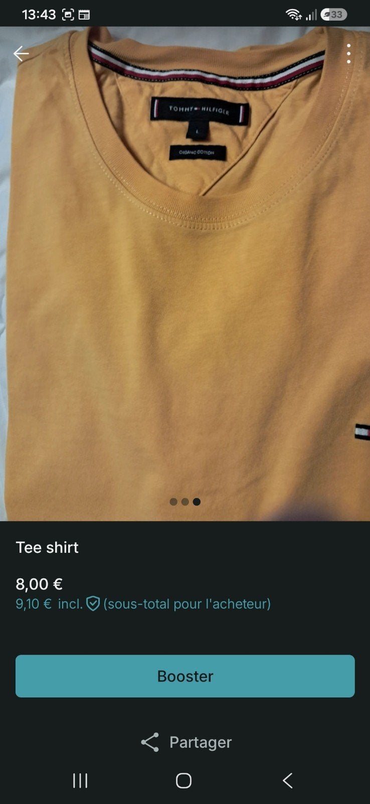 tee shirt jaune vif, Neuf, Tommy Hilfiger, Taille 52/54 (L), Jaune