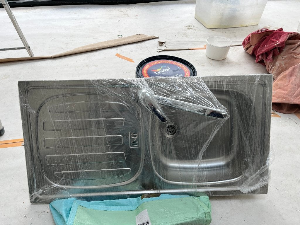 Wasbak + kraan, Ophalen, Gebruikt, Chroom, Wastafel