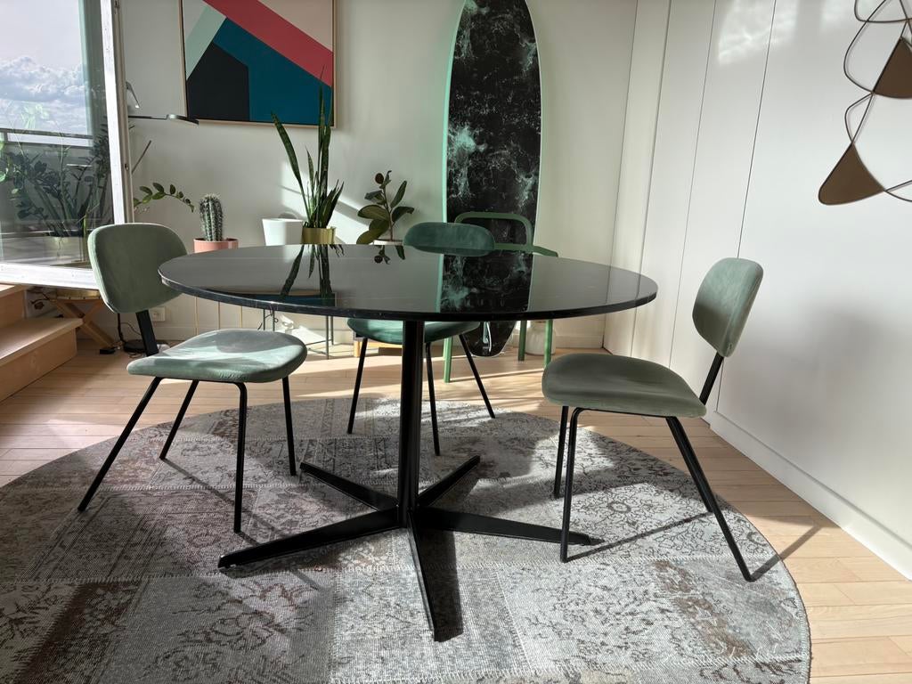 Ronde Tafel - zwarte marmer - Harris - furnified - 125cm, Ophalen, Overige materialen, Gebruikt, Rond