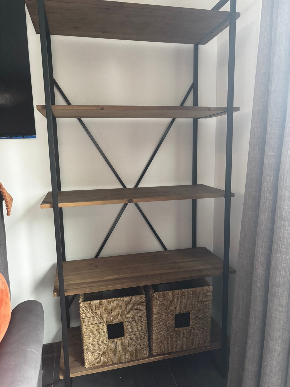 Houten Boekenkast met Metalen Frame, Enlèvement, Utilisé