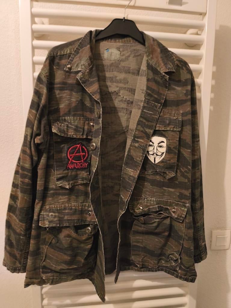 Vintage militaire jas met camouflageprint..., Overige kleuren, Verzenden, Vintage, Gedragen