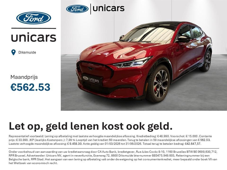 Ford Mustang Mach-E 99kWh 258kW Extended Range AWD 35000 KIL, Auto's, Ford, Automaat, Stof, Gebruikt, 540 km