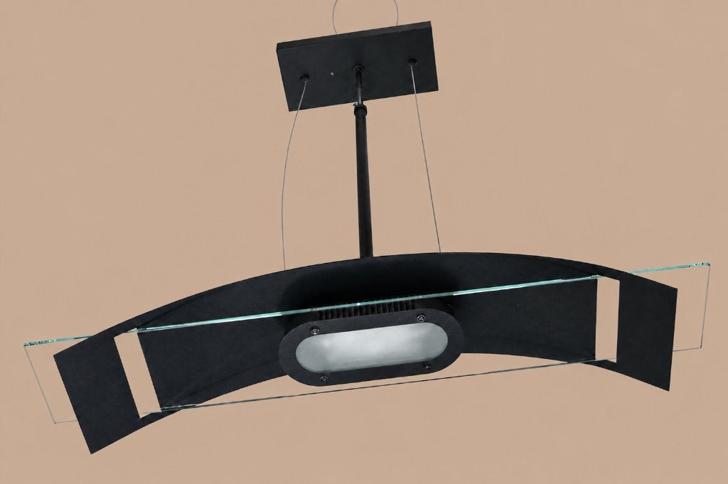 Postmodern Aluminum and Glass Hanging Light - Vintage Design, Ophalen, Lamp, Metaal