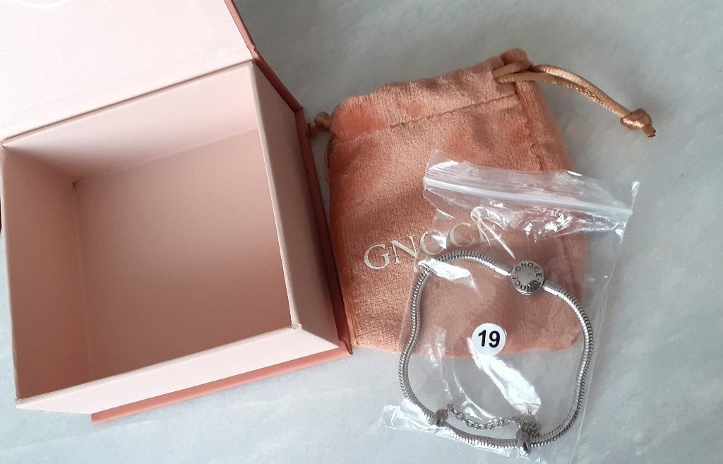 bedelarmband Gnoce zilver 19 met veiligheidsketting, Handtassen en Accessoires, Armbanden, Staal, Nieuw, Ophalen of Verzenden