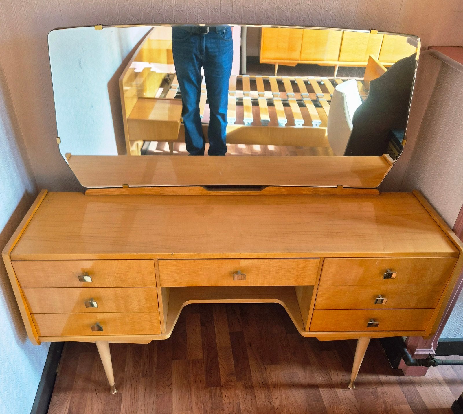 Retro make up tafel + spiegel, Antiek en Kunst, Ophalen