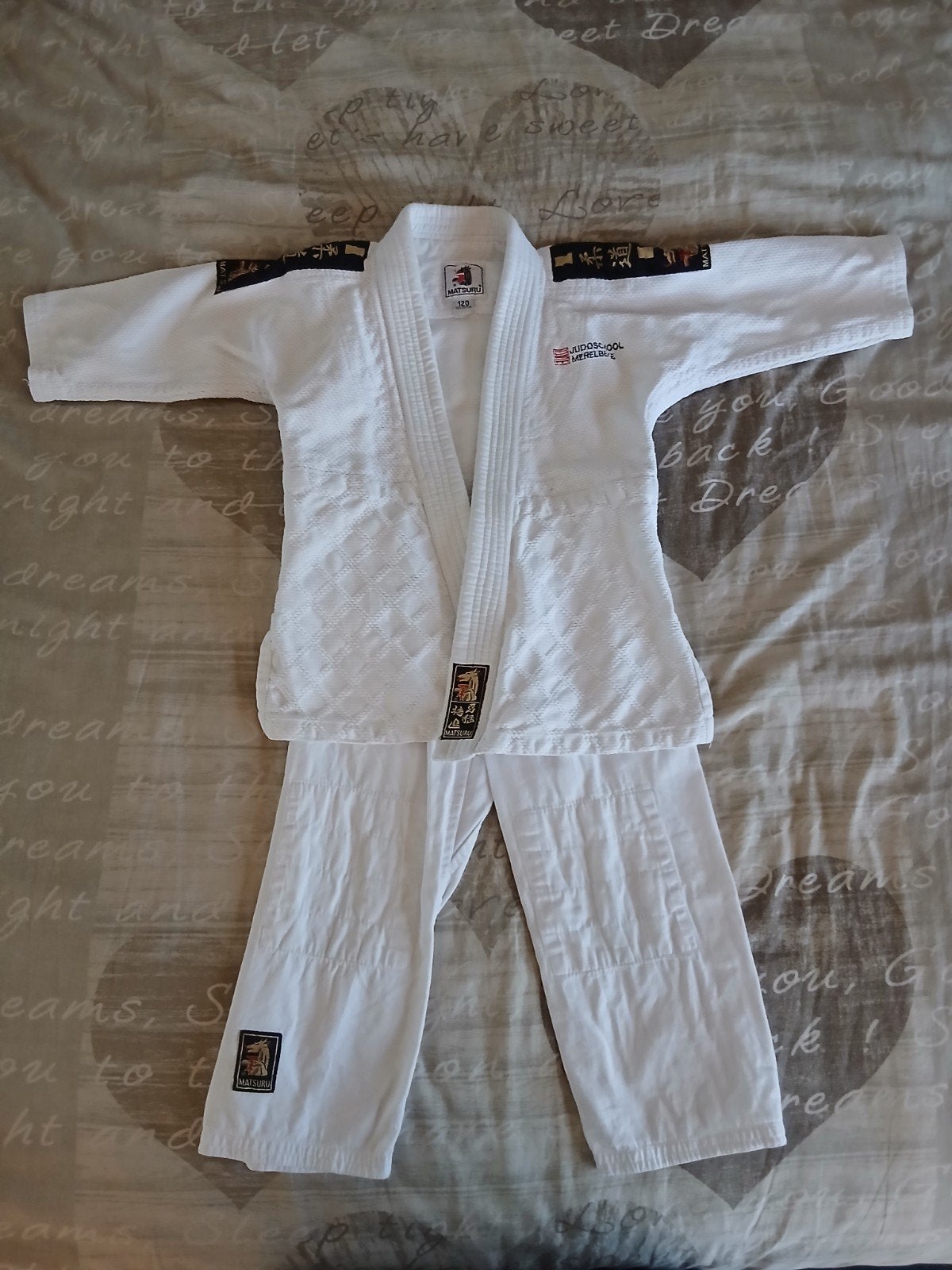judopak Judoschool Merelbeke maat 120, Sport en Fitness, Ophalen, Maat XS of kleiner, Judo, Zo goed als nieuw