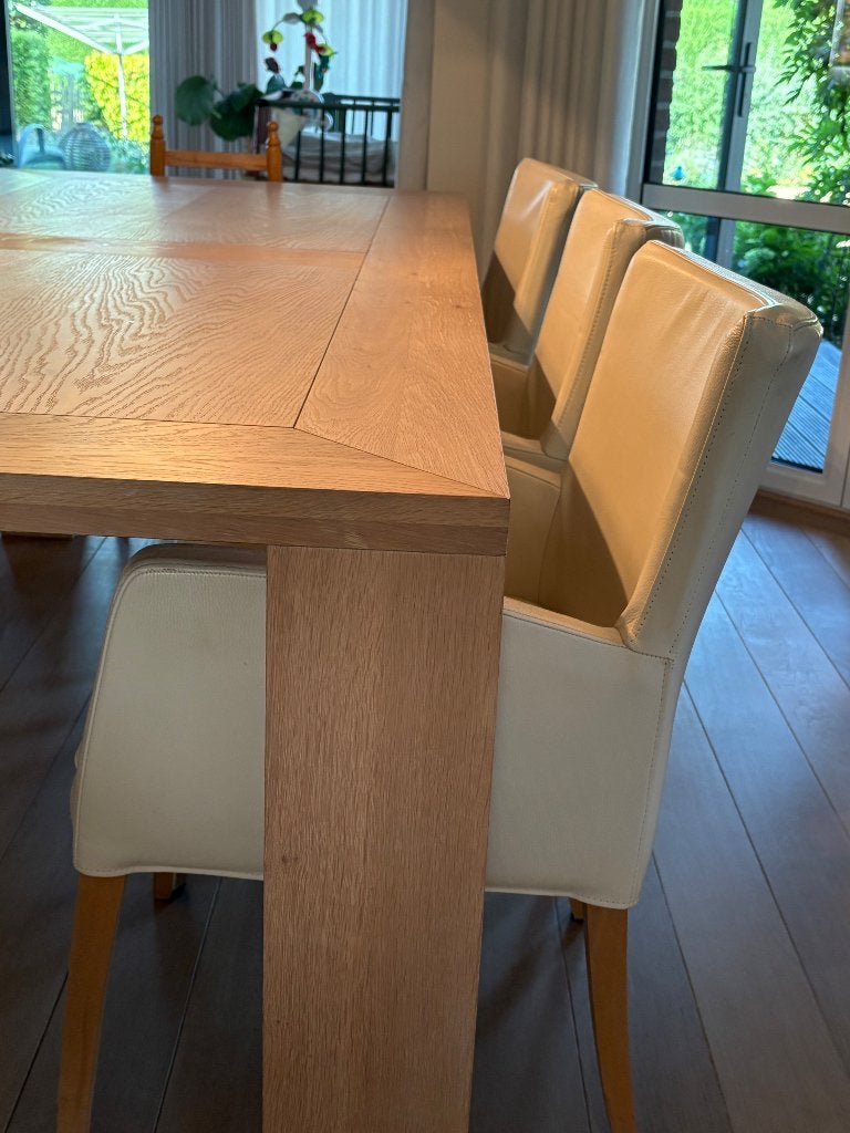 Eetkamerstoelen, Maison & Meubles, Chaises, Utilisé, Cinq, Six Chaises ou plus, Cuir, Blanc, Enlèvement