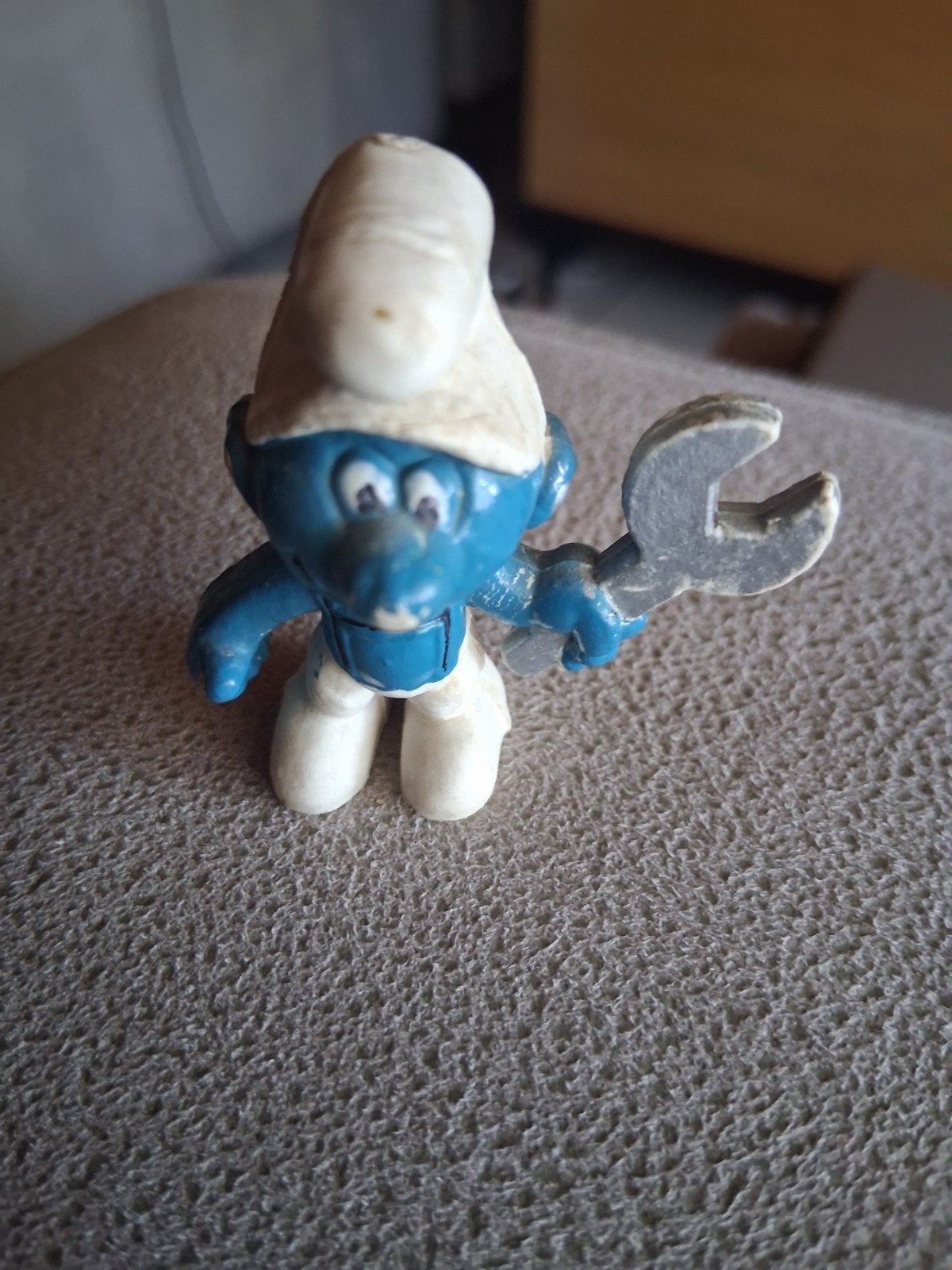 Knutselsmurf met moersleutel, Verzamelen, Smurfen, Ophalen of Verzenden, Knutselsmurf