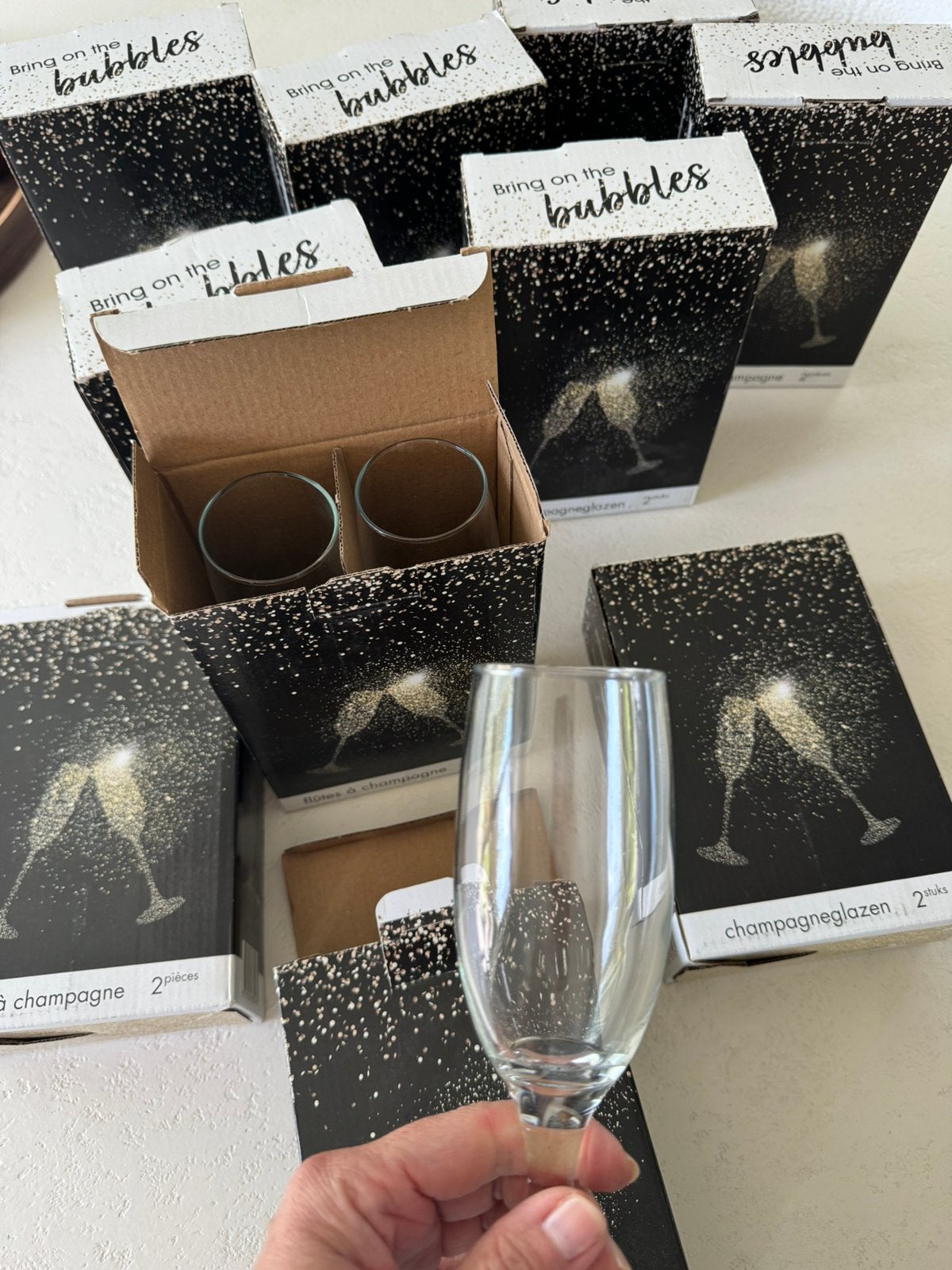 20 champagneglazen, Ophalen, Nieuw