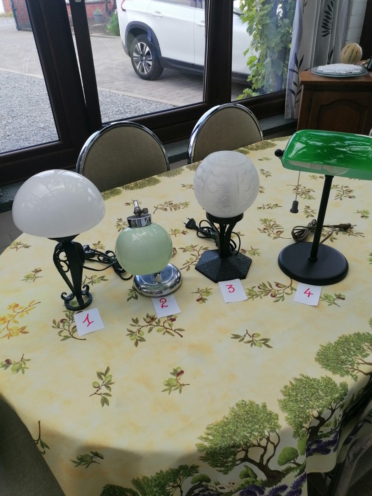 4 anciennes lampes de bureau ou de table (30 € la pièce), Antiquités & Art, Enlèvement ou Envoi