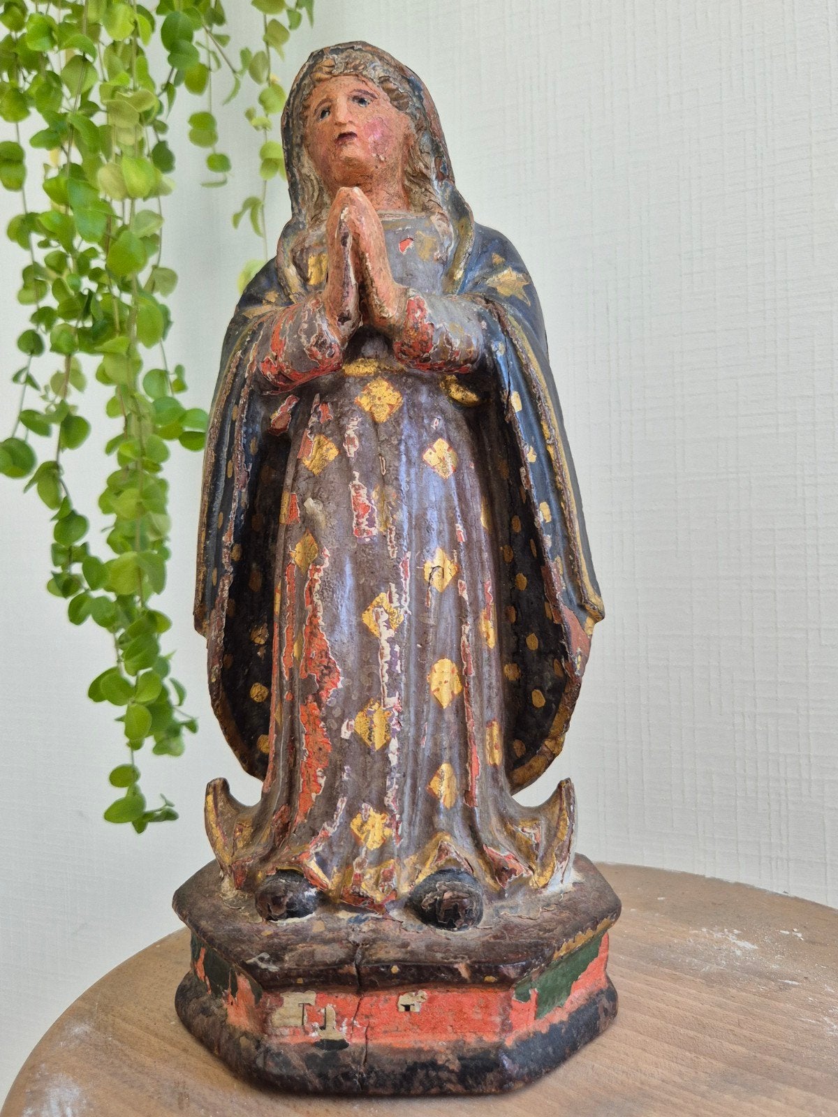 Polycrome beeld Maagd Maria, hout 18 eeuws., Antiek en Kunst, Verzenden