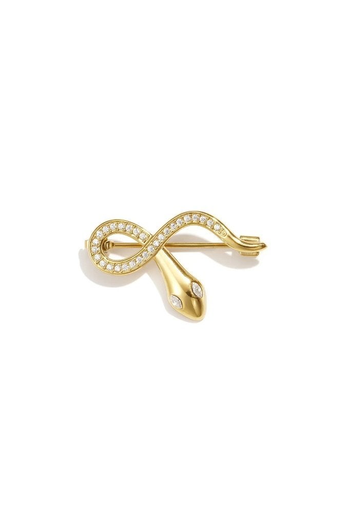 Broches met slangmotief, eenvoudig, roestvrij staal, Handtassen en Accessoires, Ophalen of Verzenden, Nieuw, Goud