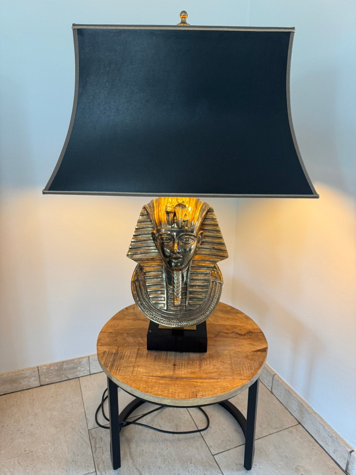Vintage farao tafellamp van Deknudt, Zwart, Ophalen, Gebruikt, Design