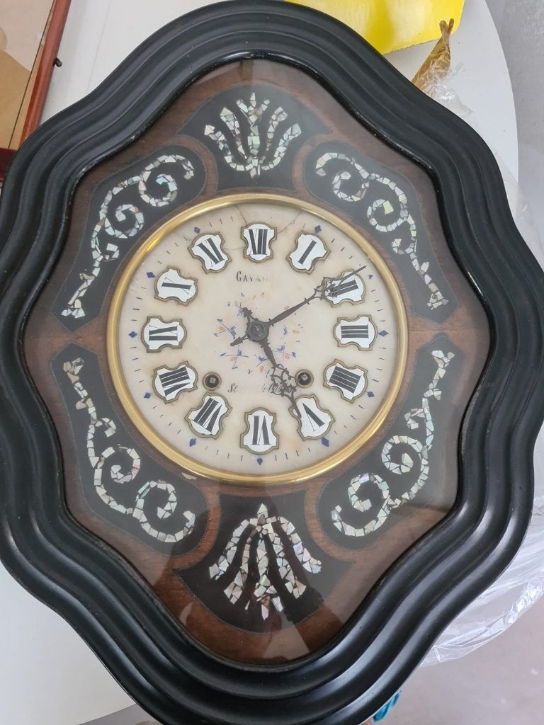 Antieke Franse oeil de boeuf wandklok, Napoleon III-stijl, Antiek en Kunst, Ophalen
