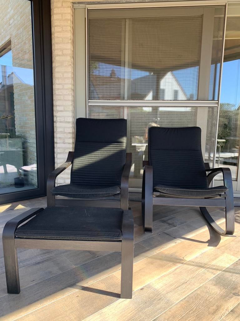 Fauteuil + fauteuil à bascule + pouf, Enlèvement, Comme neuf