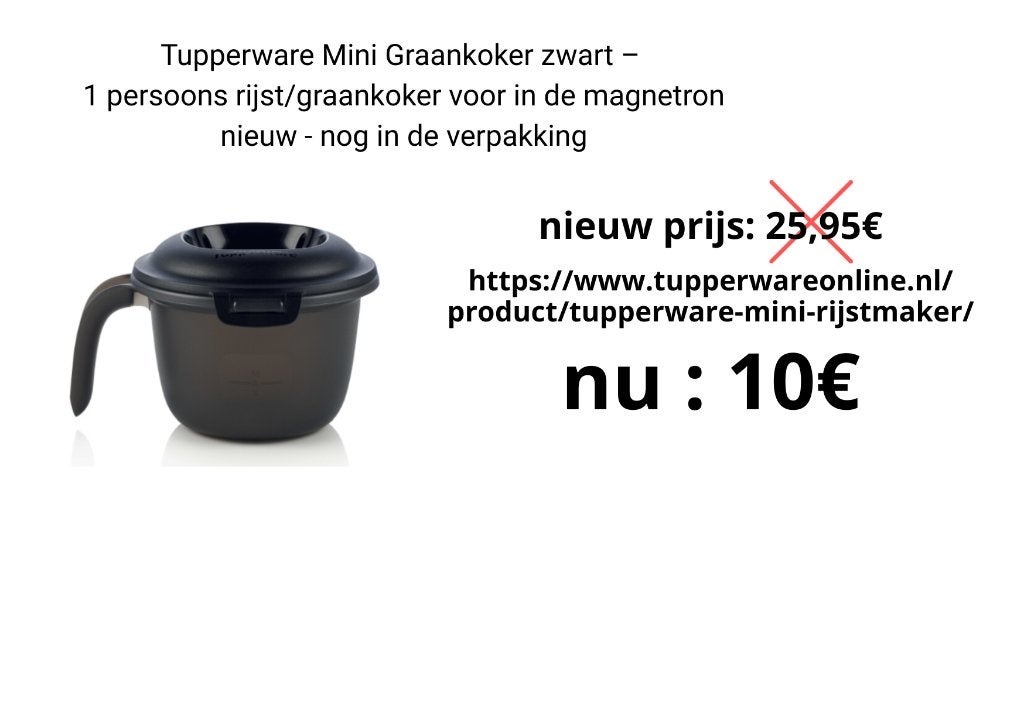 Tupperware Mini Graan/rijst koker zwart nieuw, Ophalen, Overige kleuren, Overige typen, Nieuw