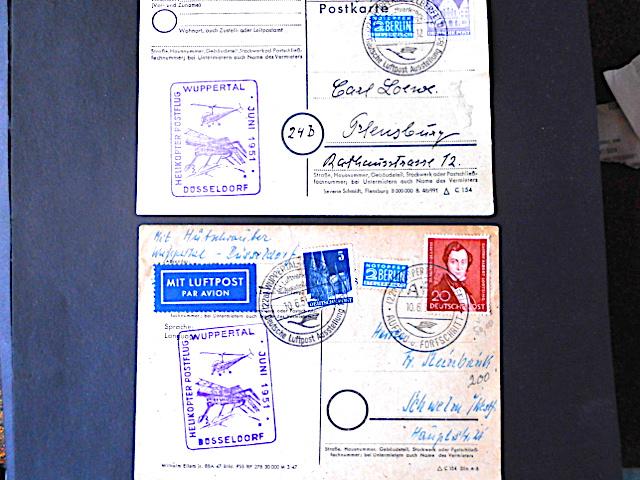 1e Helicopterpost FDC Wupperthal/Dusseldorf 1951 (2stuks), Ophalen of Verzenden