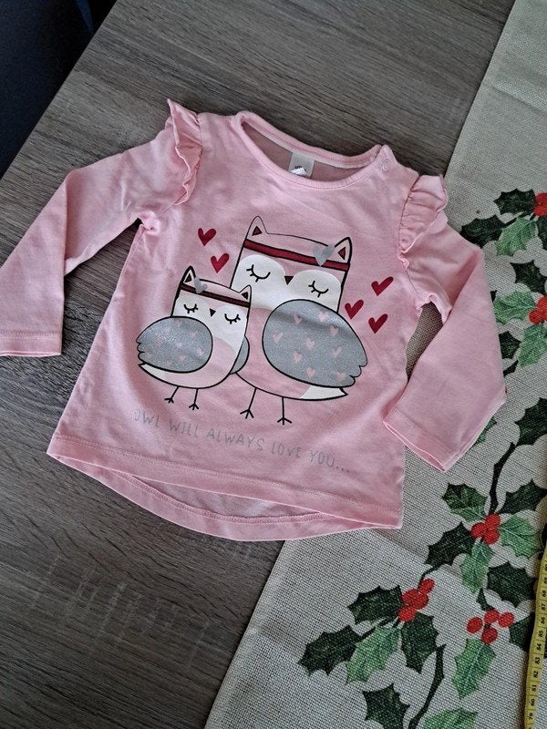 Baby club roze longsleeve met uiltjes 74, Kinderen en Baby's, Babykleding | Maat 74, Ophalen of Verzenden, Zo goed als nieuw, Meisje