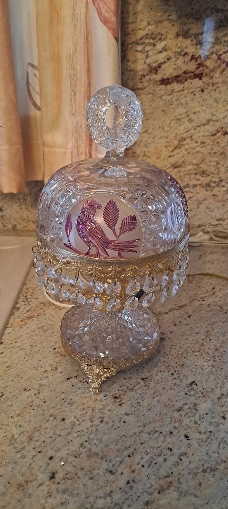 Lampe de table vintage camée forme d'oiseau style Hofbauer, Antiquités & Art, Enlèvement