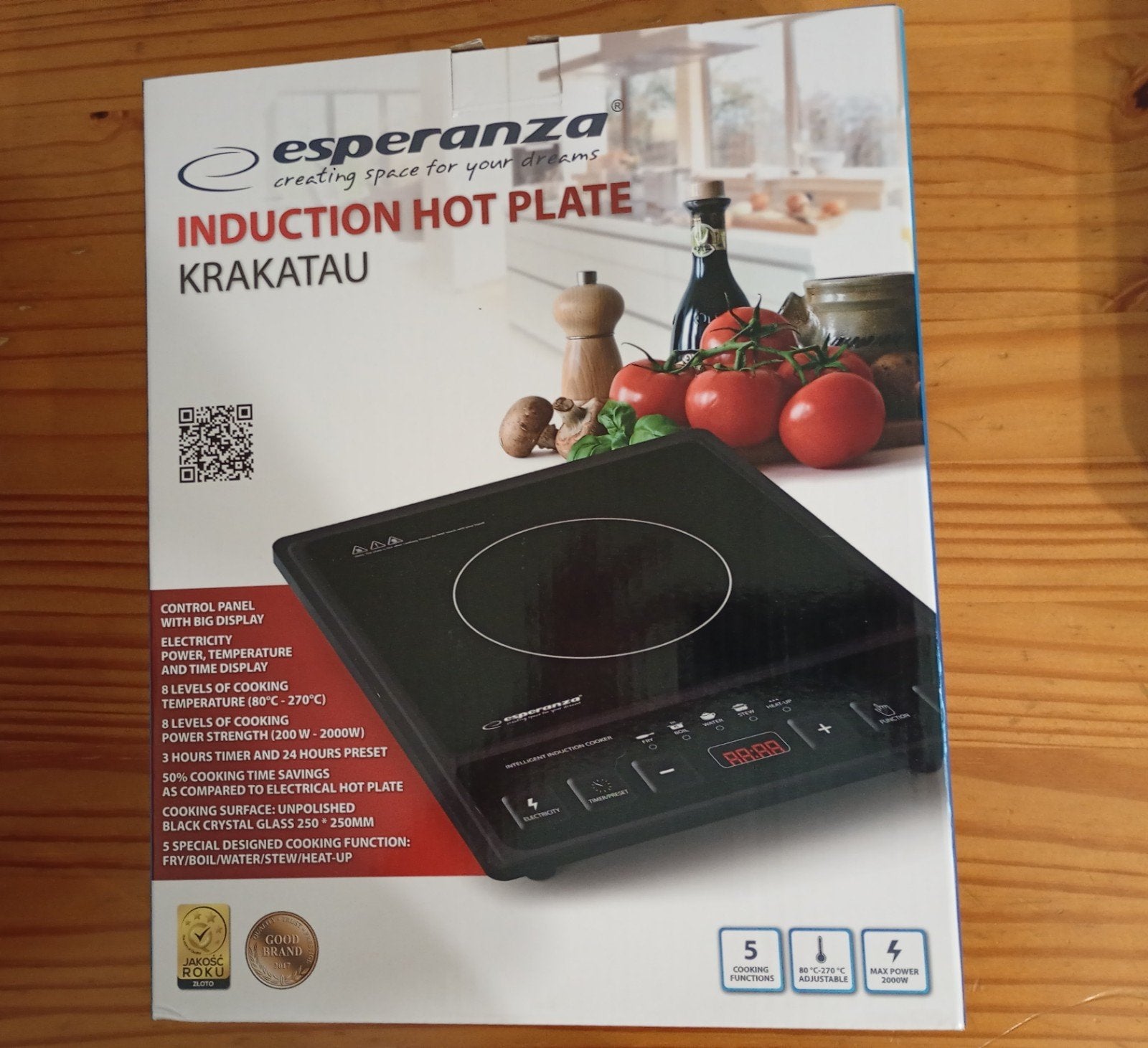 Esperanza inductiekookplaat - 2000 WATT - Nieuw in doos, Elektronische apparatuur, Kookplaten, Ophalen