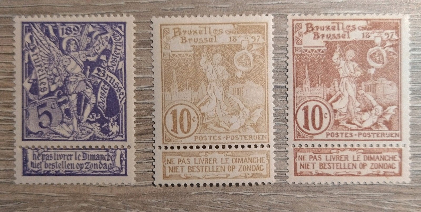 OBP 71/73 * wereldtentoonstelling Brussel, Postzegels en Munten, Ophalen of Verzenden, Spoor van plakker