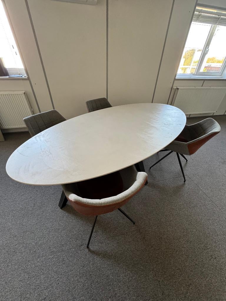 Eettafel ovaal in mortex, Ophalen, Overige materialen, 100 tot 150 cm, 200 cm of meer