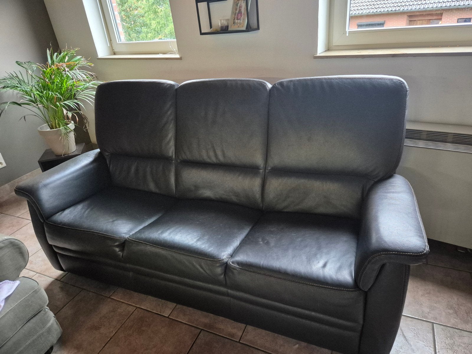 Leren zetel te koop, Huis en Inrichting, Ophalen, Driepersoons, Leer, Zo goed als nieuw
