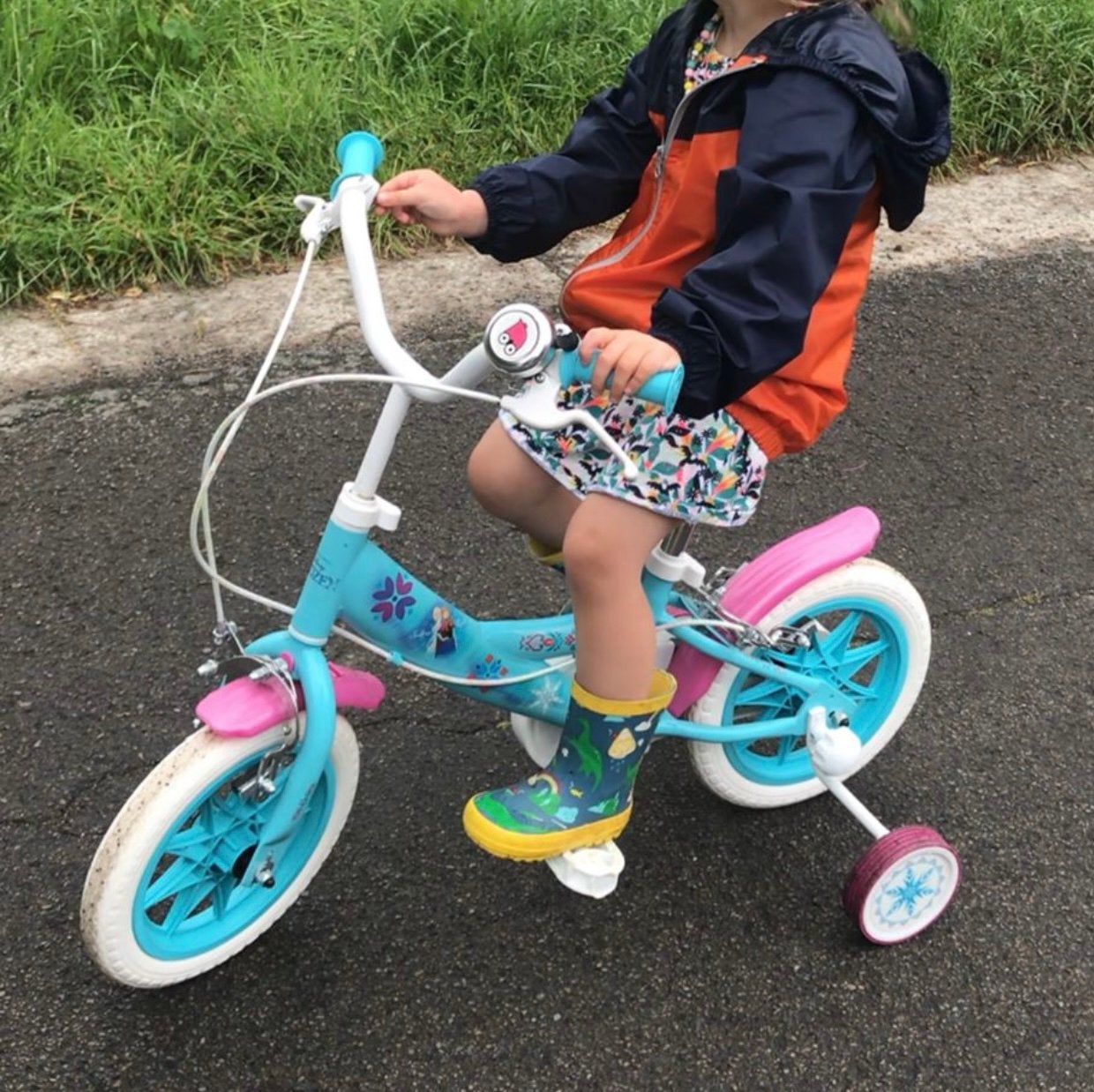 Frozen kinderfiets 14 inch, Fietsen en Brommers, Ophalen, Gebruikt, Terugtraprem, Verstelbare zitting
