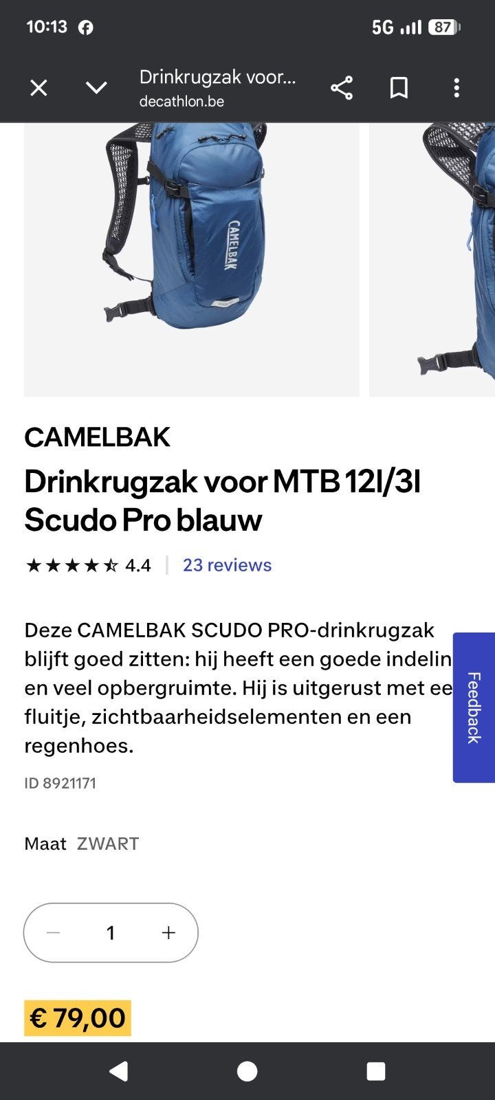 Camelbak Fietsrugzak met waterzak 3l, Ophalen, Gebruikt