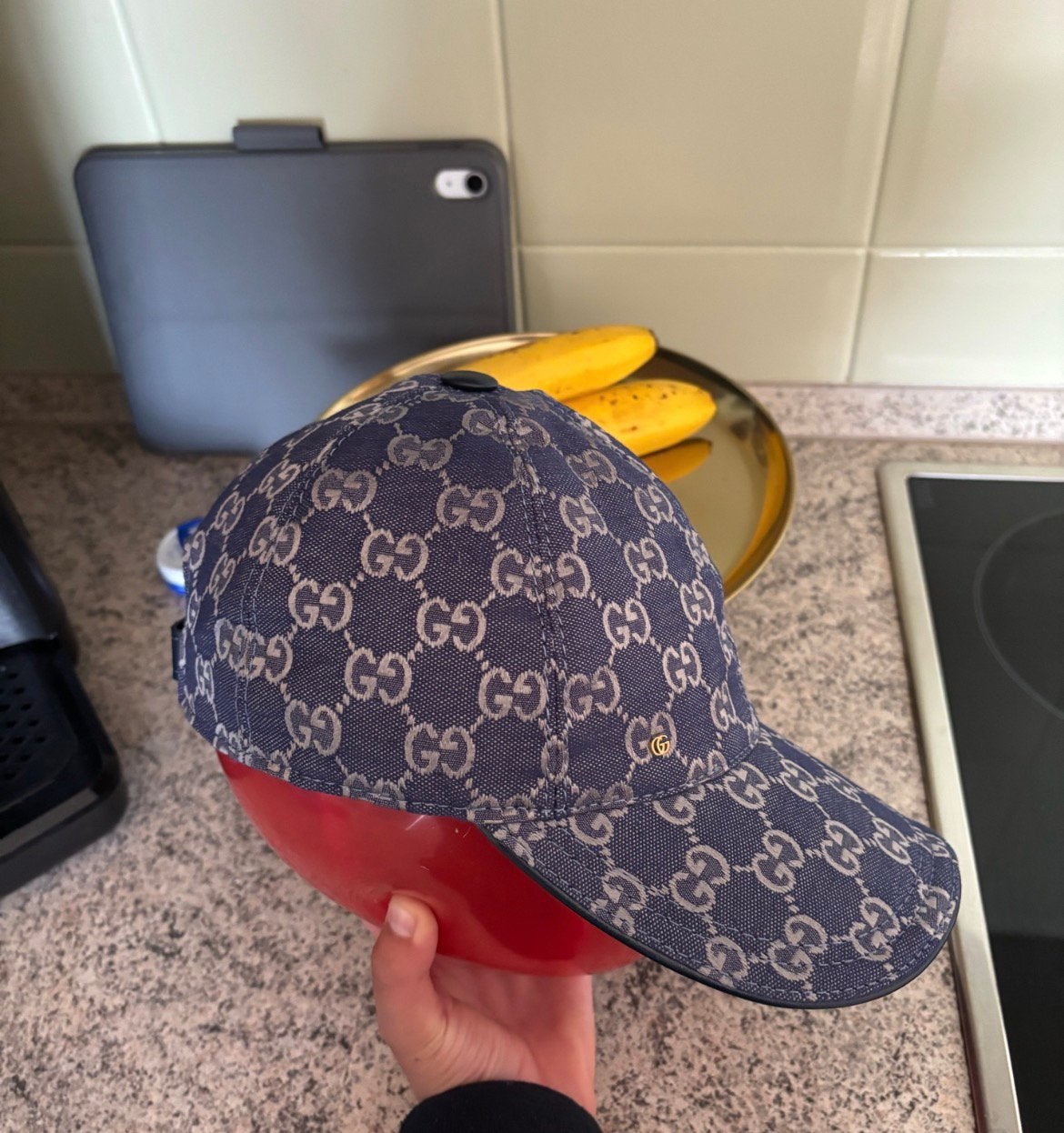 Gucci pet blauw, Ophalen of Verzenden, Zo goed als nieuw, Pet