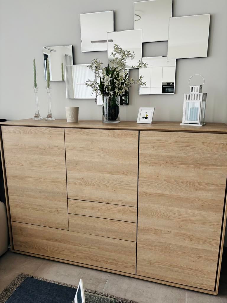 Dressoir couleur chêne clair, Avec tiroir(s), 25 à 50 cm, 150 à 200 cm, Comme neuf