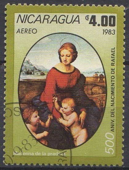 Nicaragua - Madonna in de weide - Rafaël - 1983, Verzenden, Gestempeld