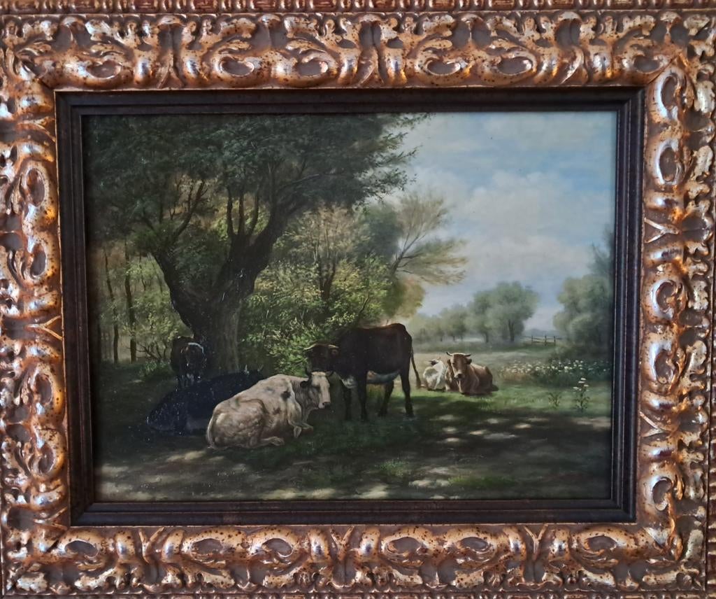 Antiek schilderijtje van Richard Burnier 1826_1884, Antiquités & Art, Art | Peinture | Classique, Enlèvement
