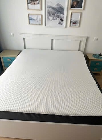 Tweepersoonsbed + matras + nachtkastje, Huis en Inrichting, Slaapkamer | Bedden, Ophalen, Gebruikt