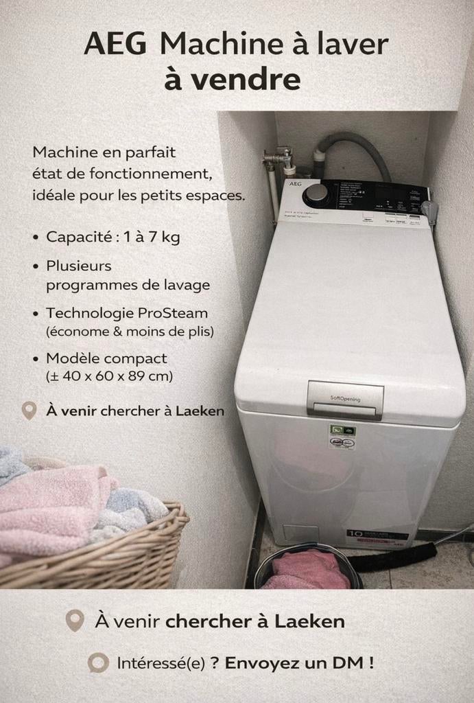 Machine à laver AEG 7000 Series Lavamat – à vendre, Electroménager, Enlèvement, Comme neuf