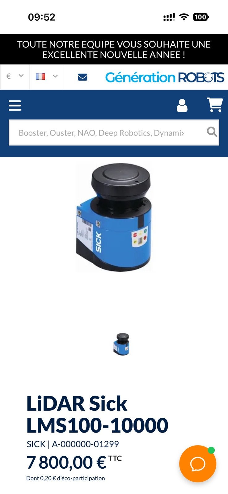 Télécommande LiDAR Sick LMS100-10000 et Crown Quick, Enlèvement