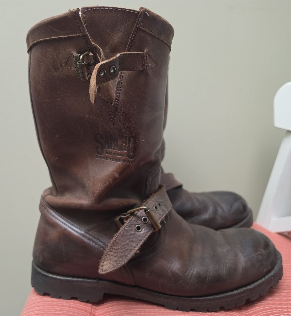 Bottes Biker Cuir Marron SANCHO 5659 - pointure 45, Bottes, Sancho, Enlèvement ou Envoi, Brun