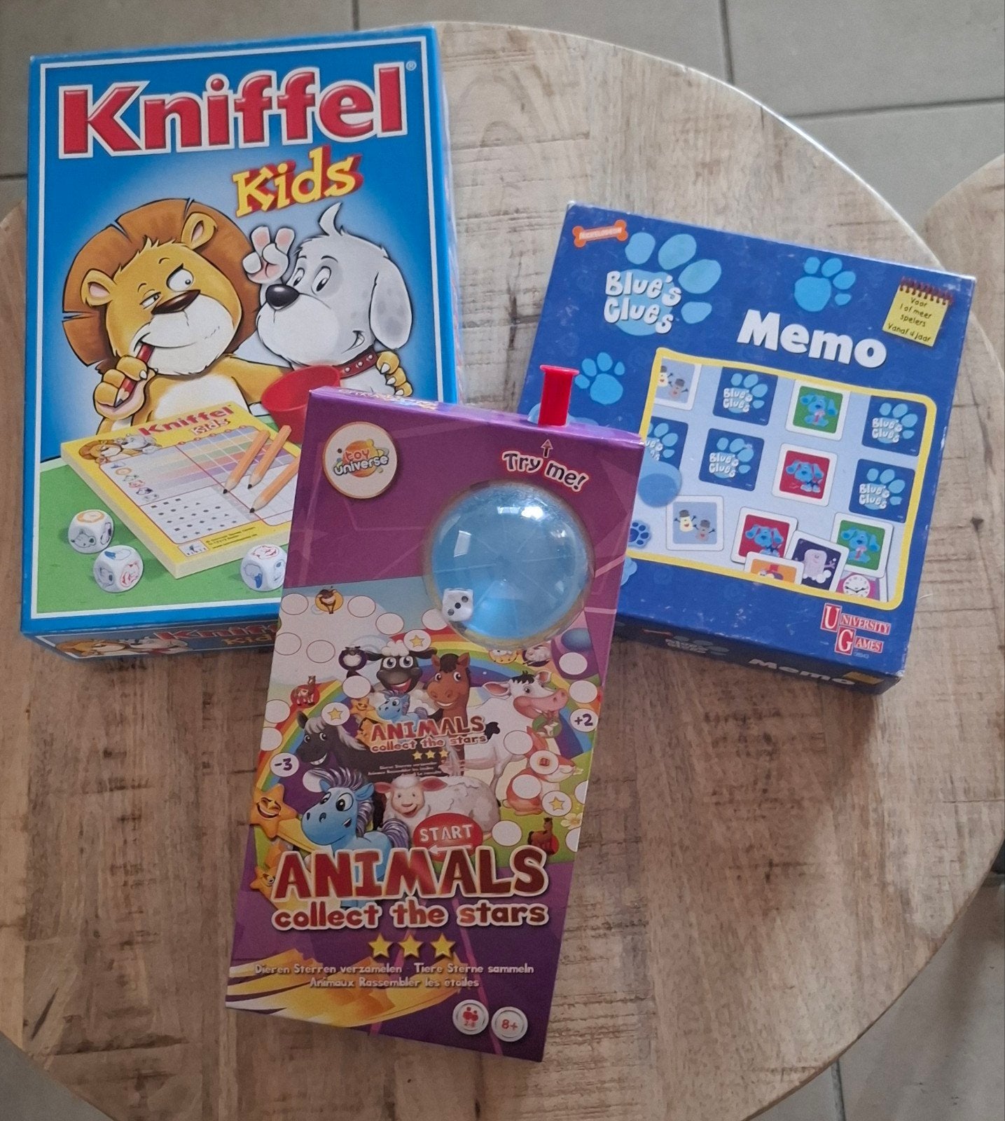 Combi van 3 spellen : Kniffel Kids + Memospel + Animals, Collections, Enlèvement, Utilisé